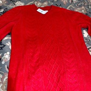 NWT, Loft, red, cable-knit, red sweater dress, small